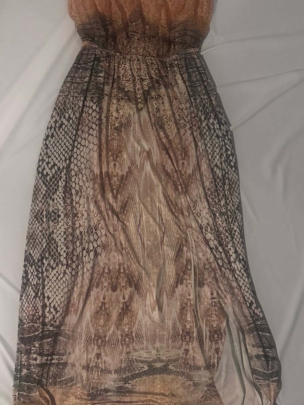 Women's Brown Patterned Maxi Skirt - Styled Print